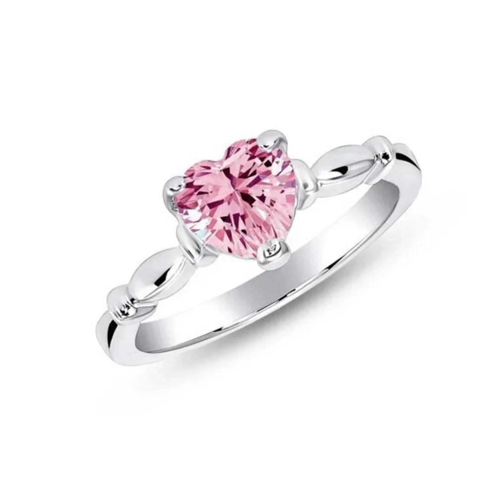 New Pink, Clear or Red Ruby Heart CZ stone Engagement Ring sizes 3 4 5 6 7 8